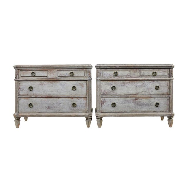 Antique Swedish Hand Painted Chest of Drawers, 1870, Set of 2 For Sale - Image 6 of 11
