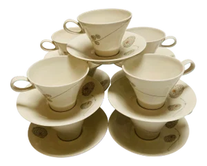 Mid 20th Century Impromptu Iroquois by Ben Seibel Cups & Saucers - Set of 9