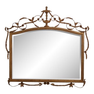 Italian Large Vintage Louis XV Style Wall Mirror W. Gold Frame For Sale