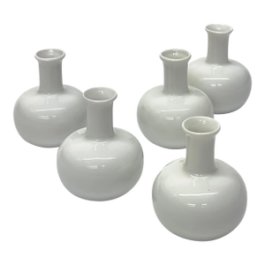 Petite White Ceramic Bud Vases by Dansk - Set of 5