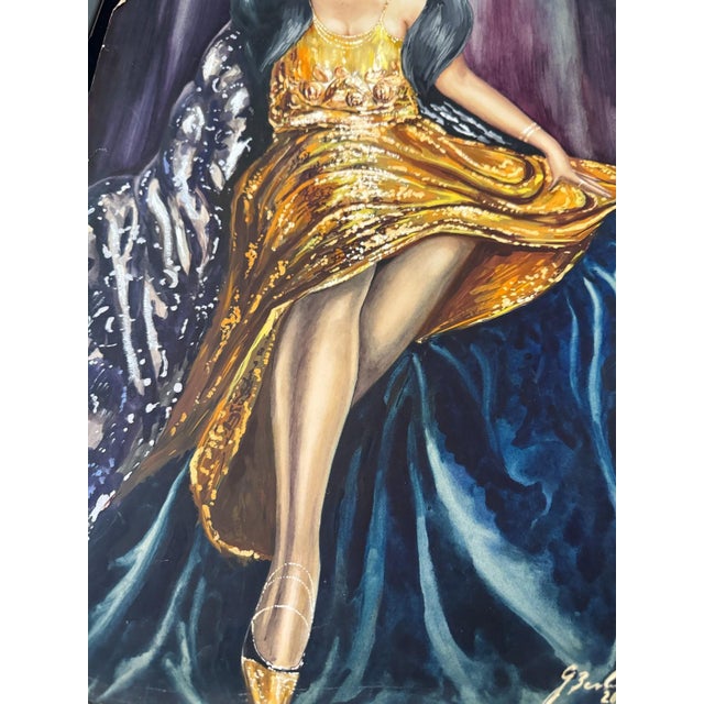 Carl H. Berberich, Elegant Lady in Gold Dress, Oil Painting on Canvas For Sale - Image 6 of 11