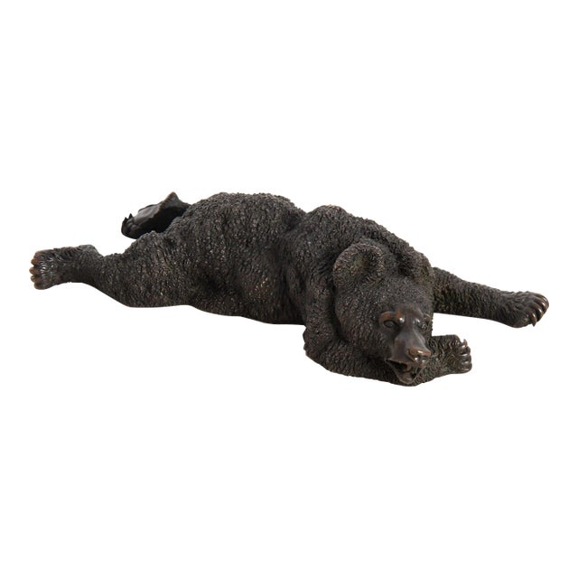 Very Fine Russian Antique Bronze “Resting Bear” After Nikolai Lieberich For Sale
