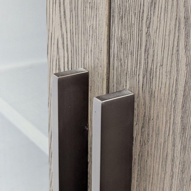 Tan Restoration Hardware Machinto Glass Double Door Cabinet For Sale - Image 8 of 9