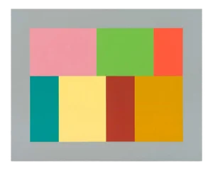 Contemporary Abstract Acrylic/Gouache on Wood Painting "Small Test Pattern 2" by Tom McGlynn