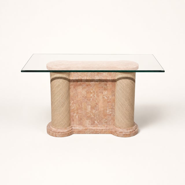 Postmodern Tessellated Stone and Glass Console Table, 1980s, Marble For Sale - Image 13 of 18