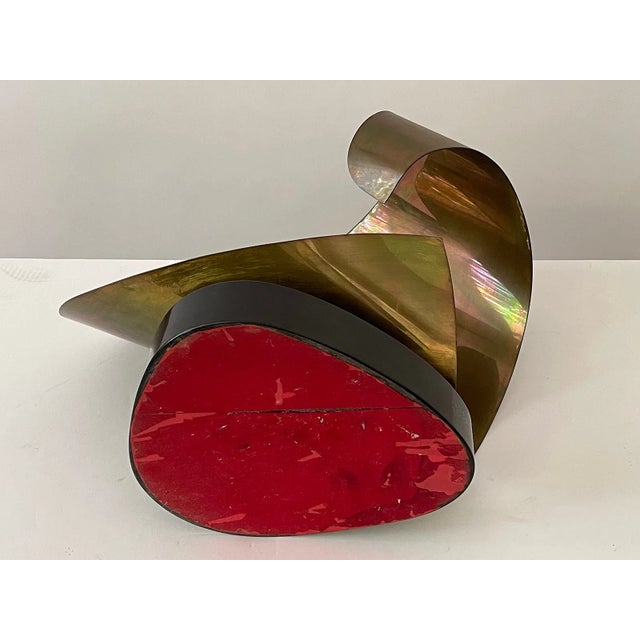 Brass 1970s Joseph McDonnell (American) Abstract Flowing Curves Metal Sculpture For Sale - Image 8 of 12