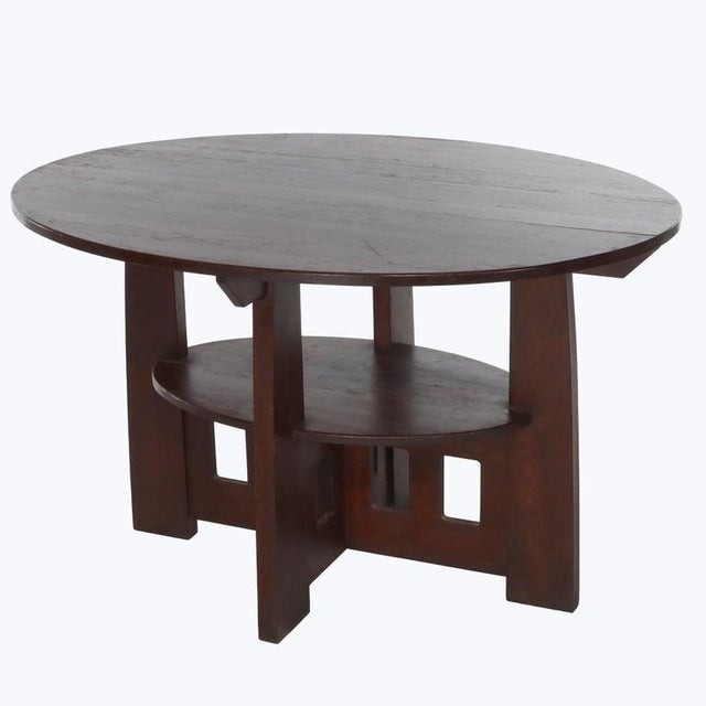 Arts & Crafts Arts & Crafts Limbert Cut-Out Mission Oak Double Oval Table C1910 For Sale - Image 3 of 7