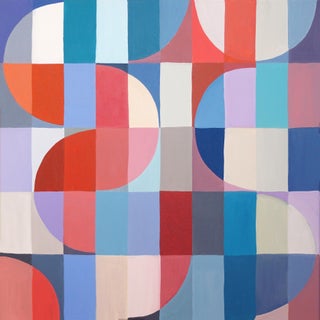 2026, Color Field, Geometric Minimalism, Primary Tones,Red Breeze, Acrylic Paint on Canvas by Natalia Roman For Sale