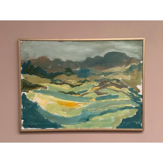 Original Vintage Swedish Oil on Panel – “Landscape” by Lars Stocks – Signed & Dated 1971 – Vintage & Framed – 77 × 57 cm...