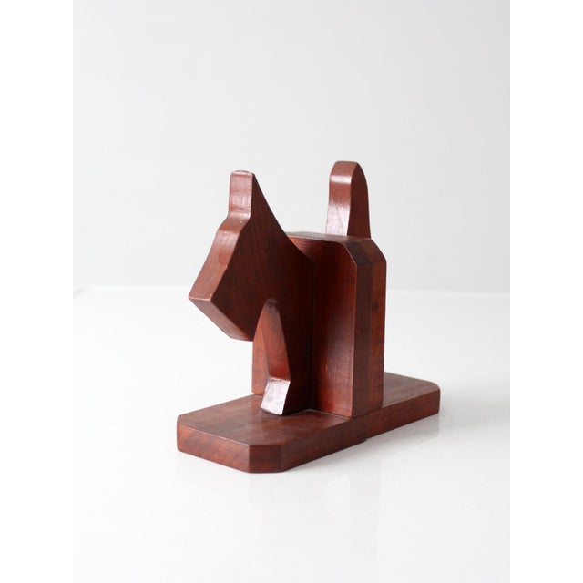 Vintage Carved Wood Dog Bookends Pair For Sale - Image 4 of 14