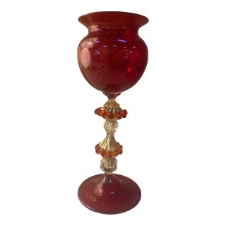 1970s Italian Handcrafted Chalice in Blown Murano Glass For Sale