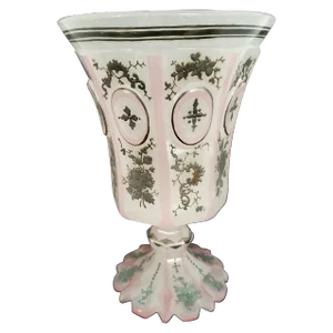 Antique Bohemian Glass Moser Pink Opaline Goblet