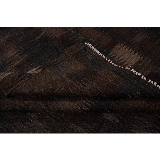 Modern Modern Kilim Handmade Black Geometric Wool Rug For Sale - Image 3 of 10