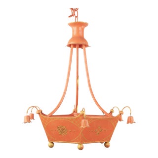 Vintage Chinoiseries Chandelier With Two Lights Inside With Bells For Sale