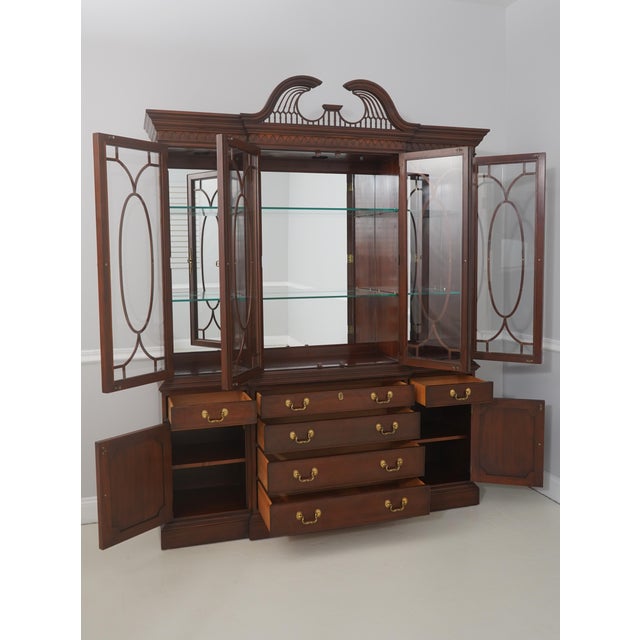 Traditional Harden Mahogany 4 Door Breakfront China Cabinet For Sale - Image 3 of 18