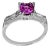 1 Ct Round Pink Sapphire 2 Baguettes Diamond in Platinum Ring, Estate For Sale