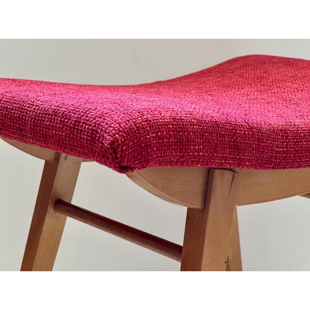 Mid-Century Modern Mid-Century Red Fabric Footstool, 1970s For Sale - Image 3 of 15