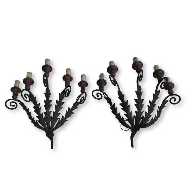 Wrought Iron Wall Lights, Set of 2 For Sale - Image 6 of 6