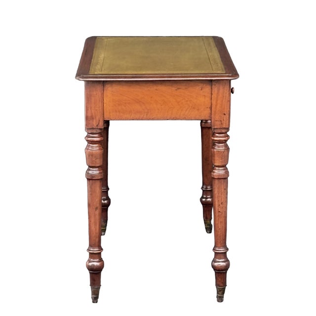 Brown English Writing Table or Desk of Mahogany With Inset Leather Top For Sale - Image 8 of 12