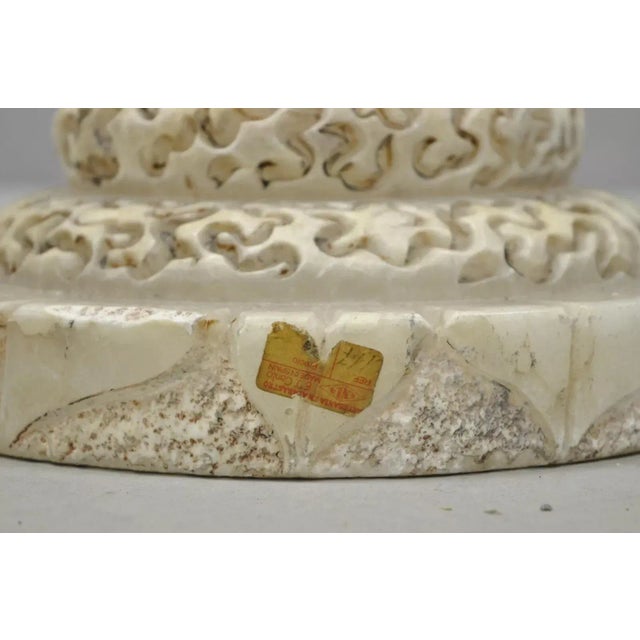 Vintage Chinese Wiseman Carved Alabaster Figural Pedestal Plant Stand For Sale - Image 9 of 12