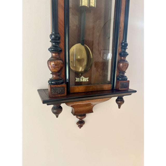 Antique Victorian Walnut Double Weight Wall Clock, 1860 For Sale - Image 6 of 7