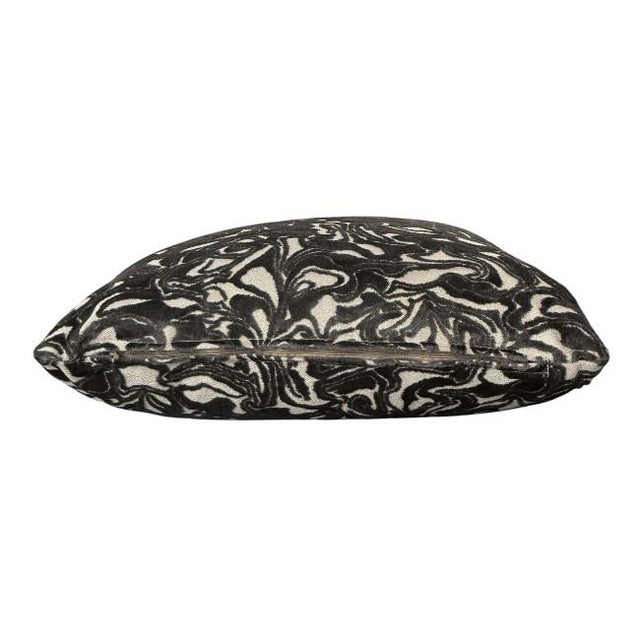 Luxe Velvet Abstract Pillow – Charcoal & Ivory For Sale In West Palm - Image 6 of 6