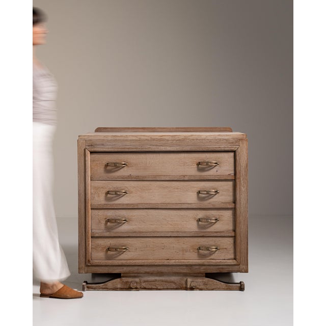 1930s French Beige Art Deco Oak Chest of Drawers For Sale - Image 10 of 15