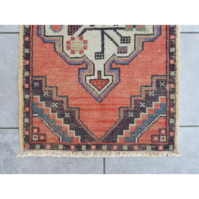 Textile 1950s Handmade Orange Wool & Cotton Rug For Sale - Image 7 of 10