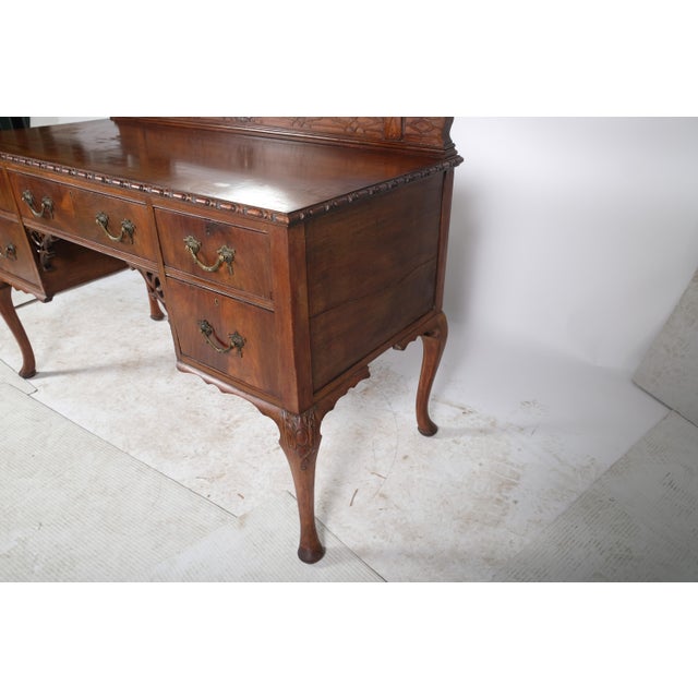 Queen Anne Mahogany Inlay Vanity With Mirror and Secret Compartments