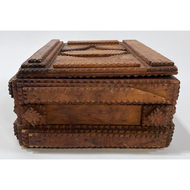 Large Antique Tramp Art Storage Box For Sale - Image 9 of 12
