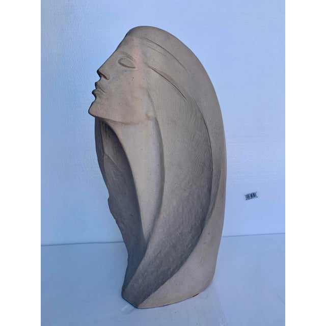 1980s Deco Sandstone Ceramic Abstract Woman Sculpture For Sale In Miami - Image 6 of 8