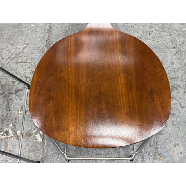 Chrome Norman Cherner for Cherner Chair Company Cherner Counter Stools, Pair For Sale - Image 8 of 12