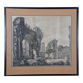Luigi Rossini 19th Century Etching of the Ancient Caracalla Baths in Rome by Luigi Rossini , 1823 For Sale