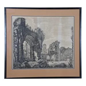 Luigi Rossini 19th Century Etching of the Ancient Caracalla Baths in Rome by Luigi Rossini , 1823