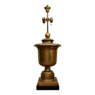 Late 20th Century Brass Urn Lamp on Wood Base by Chapman For Sale