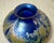 Vintage Hand Blown Kent Fiske Blue Iridescent Art Glass Splatter Vase Sculpture For Sale - Image 13 of 14