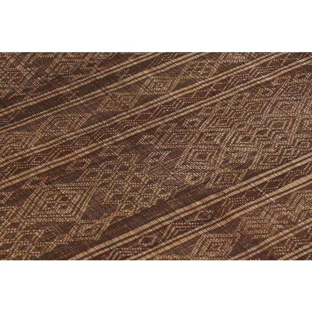 1950s Vintage Tuareg Mat, Rich Brown With Gold Tribal Geometric Patterns - Rug & Kilim For Sale - Image 5 of 10