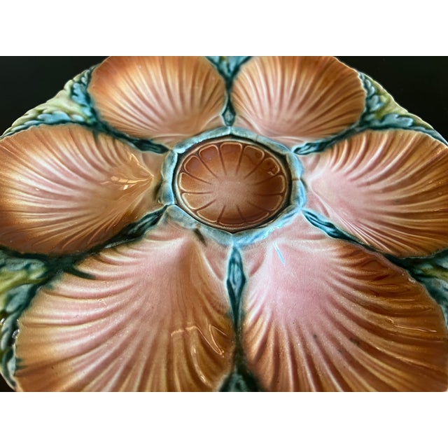 De Sarreguemines French Majolica Oyster Plate by Sarreguemines, C. 1890's For Sale - Image 4 of 7