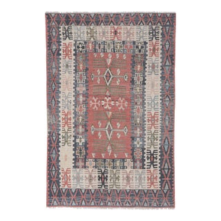 Vintage Pastel Turkish Kayseri Kilim Rug 3'10'' X 5'6'' For Sale