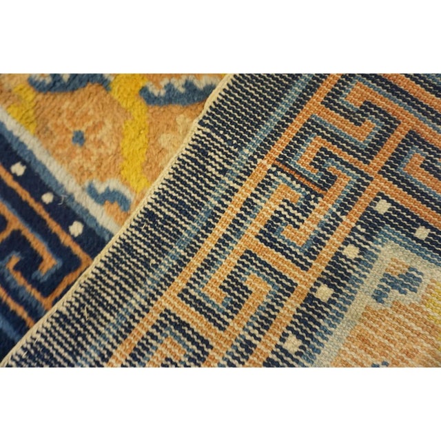 Electric Yellow 19th Century Yellow Antique Chinese Peking Ningxia Hand Knotted Rug 2'9" X 4'8" For Sale - Image 8 of 8