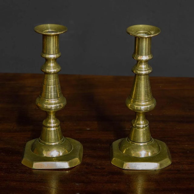 Victorian Brass Candlesticks, Set of 2 For Sale - Image 3 of 8