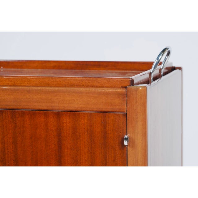 Art Deco 1930s Rare Kirby Beard Paris Art Deco Mahogany Bar Cabinet Trolley on Casters With Original Tray For Sale - Image 3 of 8