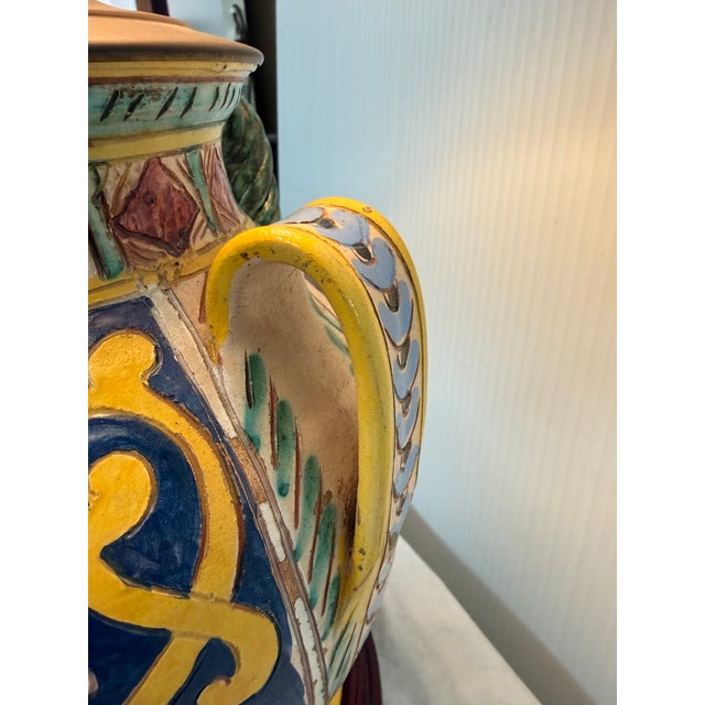 Italian Majolica Pottery Table Lamp For Sale - Image 10 of 10