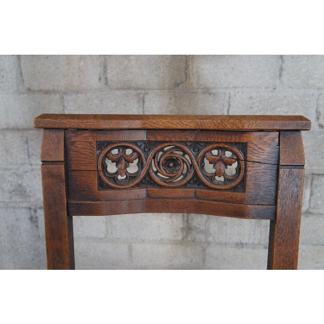 Brown Late 19th Century Antique Spanish Revival Quartersawn Oak Leather Nailhead Side Chair For Sale - Image 8 of 12