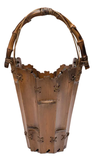 Japanese Bamboo Flower Basket, C. 1920