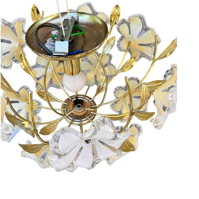 Hollywood Regency Floral Ceiling Lamp, Italy, 1980s For Sale - Image 11 of 17