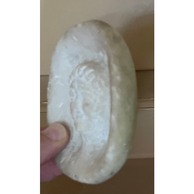 Antique 19th Century Italian Grand Tour Carved White Marble Shallow Vide Poche Dish or Paperweight With Mask Figure For Sale - Image 15 of 16