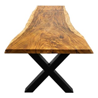Live Edge Single-Slab Monkeypod Conference Table, 117 in Long, 46 in Wide For Sale