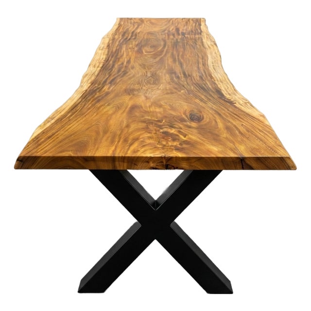 Live Edge Single-Slab Monkeypod Conference Table, 117 in Long, 46 in Wide For Sale
