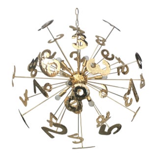 Sputnik Chandelier Featuring Handcrafted Brass Numbers For Sale